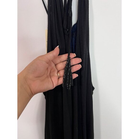 NWT Lucky Brand Blue/White Beaded Embellished Halter Blouse Top Size M - Picture 7 of 8